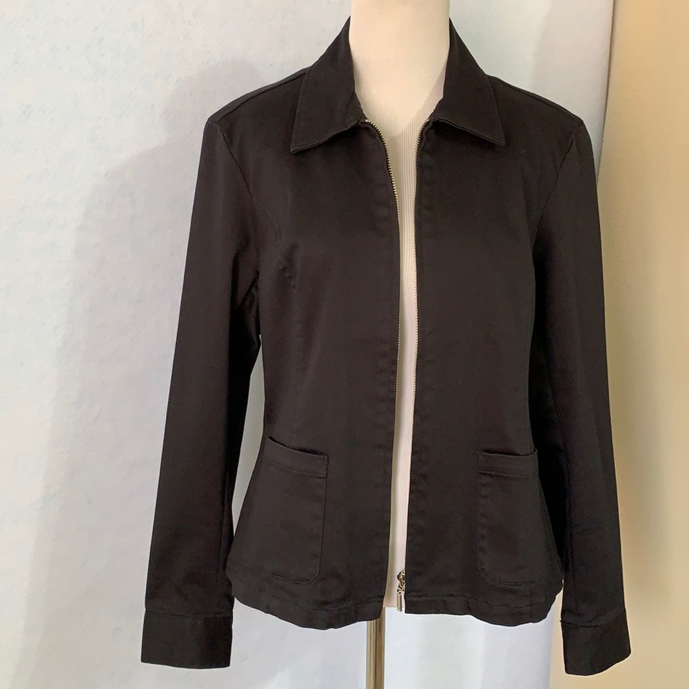 Chamonix Solid Black Zip Up Blazer Jacket - image 2